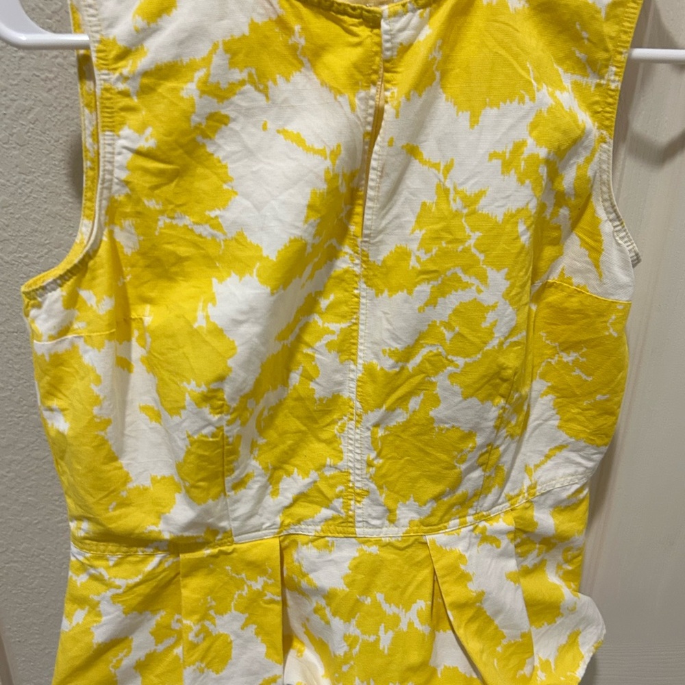 Yellow and White Floral Print Sleeveless shirt